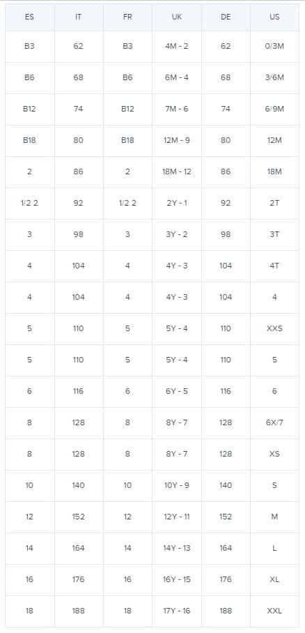 مقاسات نون للاطفال