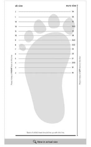 مقاسات احذية الاطفال مذركير