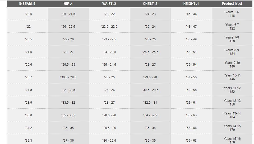 مقاسات اديداس اطفال