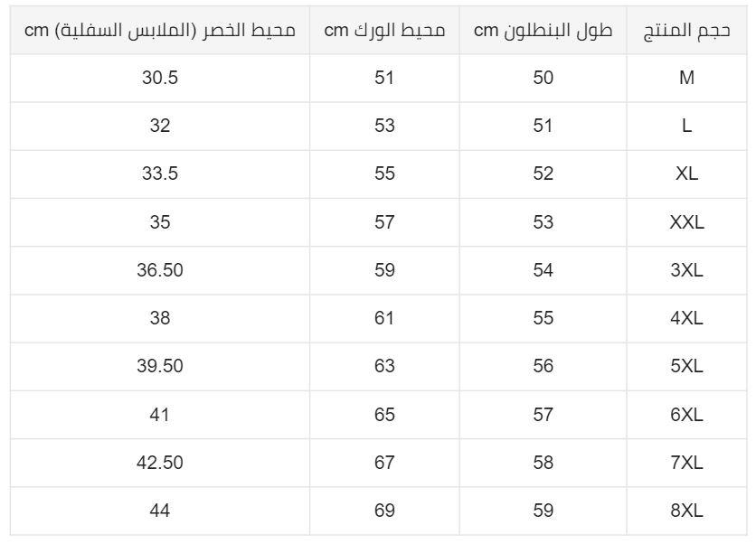 قياسات شورتات fordeal الرجالية