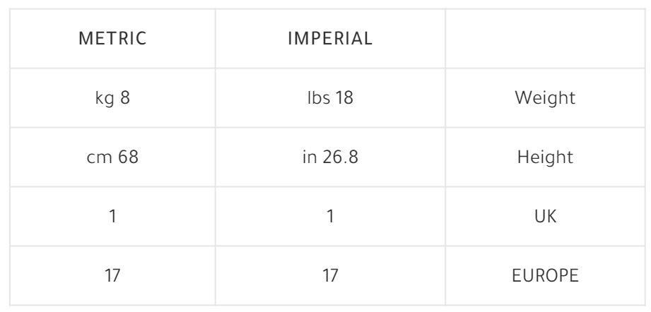 مقاسات ماماز اند باباز للاحذية