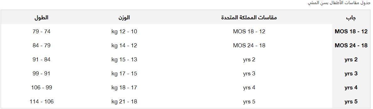 مقاسات موقع gap للطفل