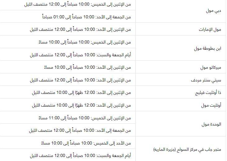 مواعيد العمل فى متاجر جاب