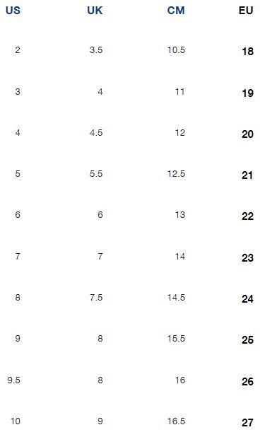 Hummel size chart احذية الاطفال
