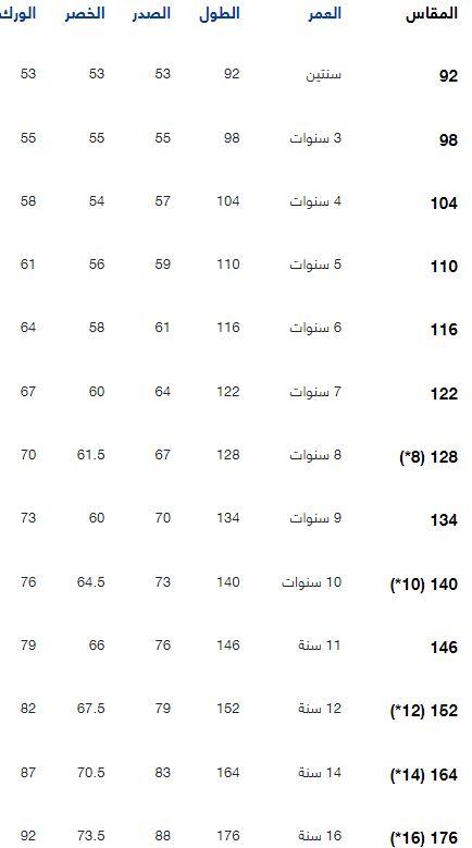 Hummel size chart ملابس الاطفال