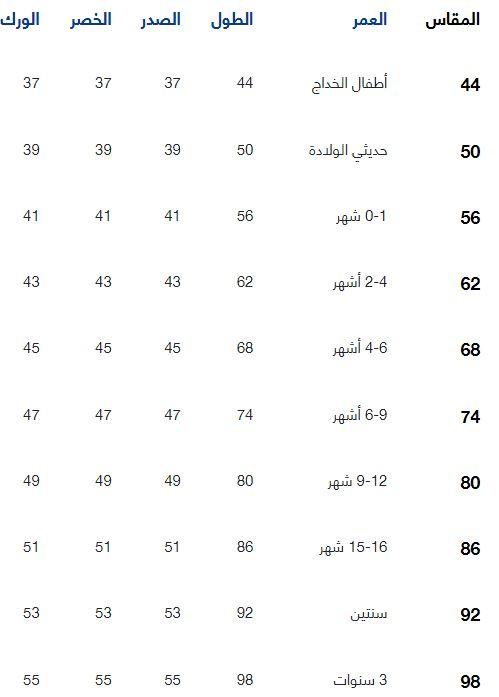 Hummel size chart ملابس الرضع 