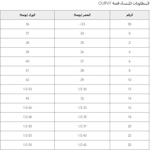 مقاسات بناطيل americaneagle