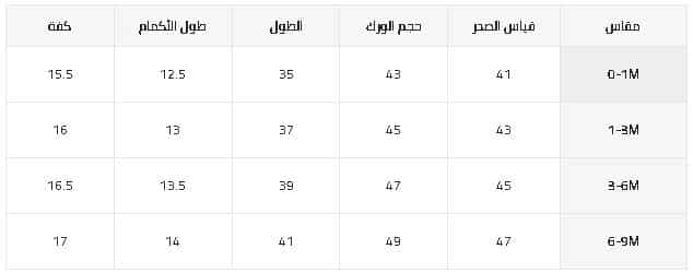 مقاسات الأطفال الرضع لملابس السباحة من شى ان