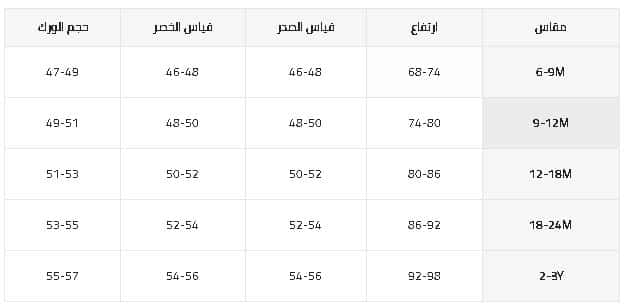 مقاسات الجمبسوت للرضع من شي ان