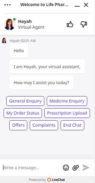 life pharmacy online خدمة عملاء