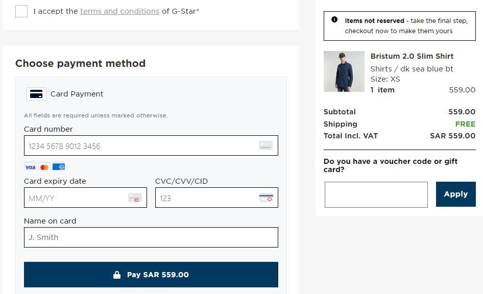 طريقة الطلب من متجر G-Star RAW